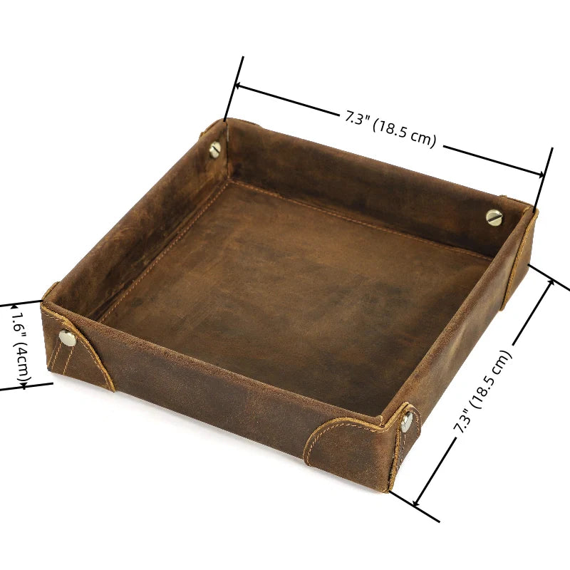 Luxury Leather Valet Tray-Personalized Crazy Horse Catchall-Men’s Gift