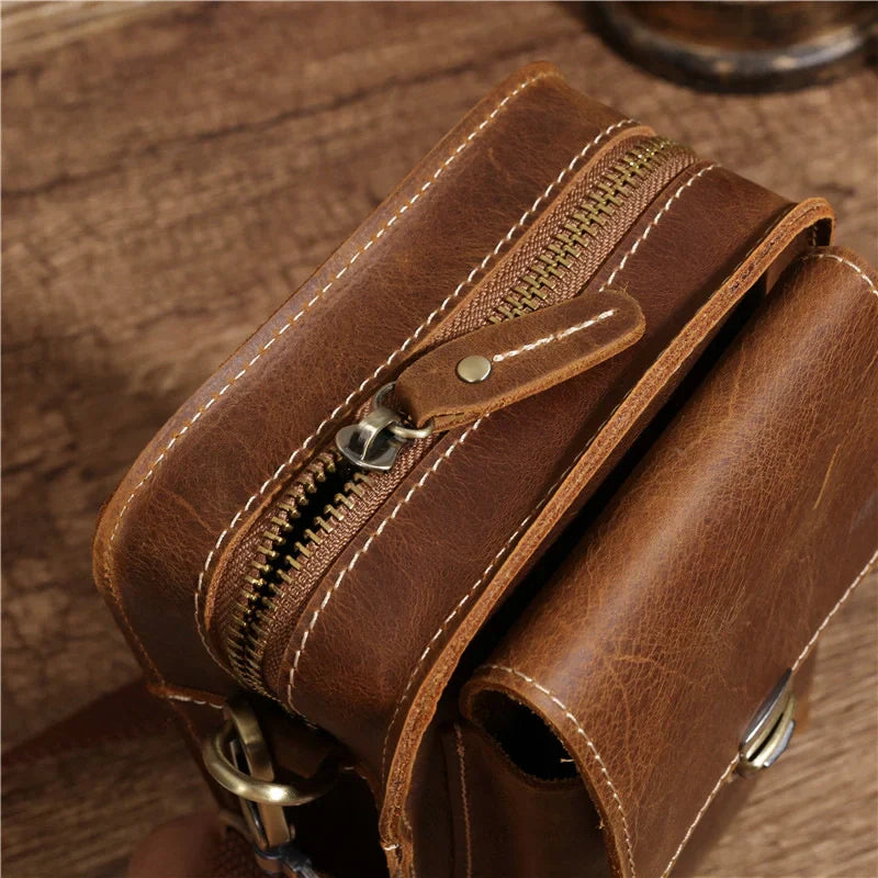 Luxury Men’s Phone Bag-Coffee/Brown/Black-Sleek Design-Men’s Gift