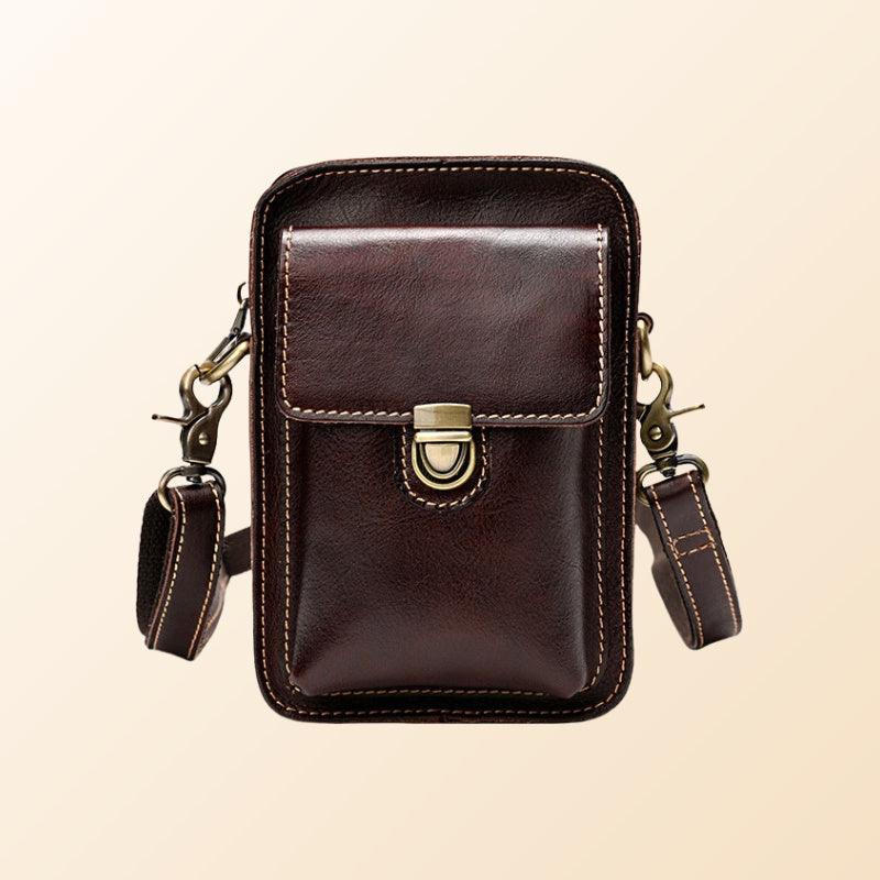 Luxury Men’s Phone Bag-Coffee/Camel/Black-Sleek Design-Men’s Gift