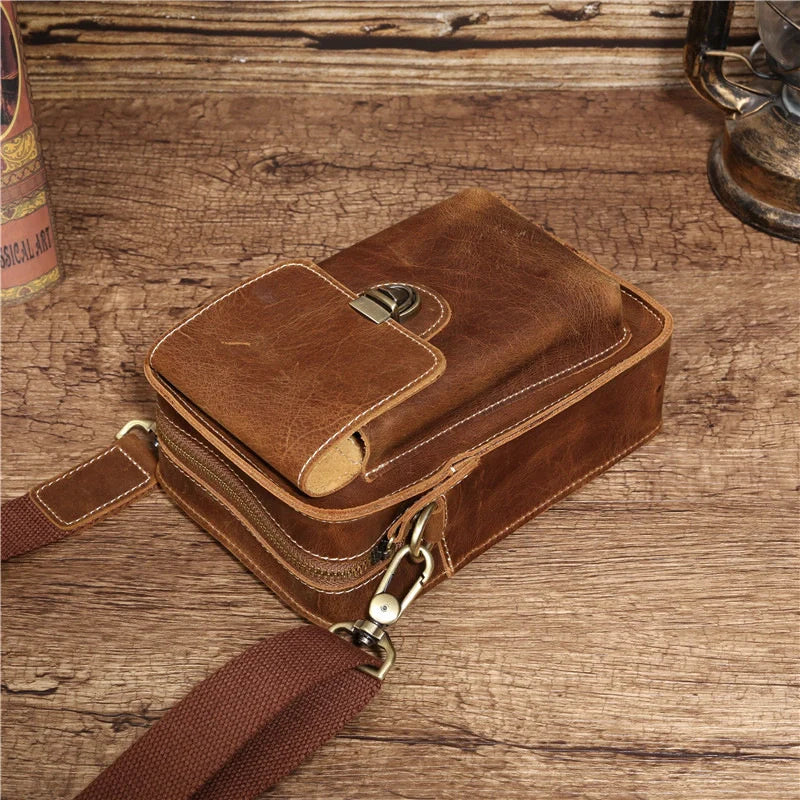 Luxury Men’s Phone Bag-Coffee/Brown/Black-Sleek Design-Men’s Gift