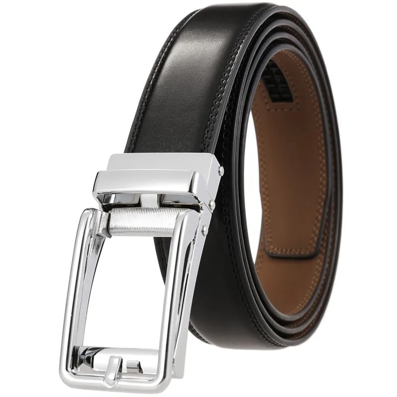 Men’s Leather Belt-Clicky Belt for Suit Chino-Black Brown-Men’s Gift