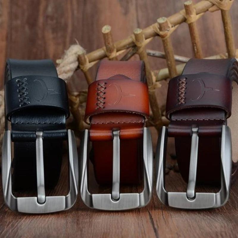 Men’s Leather Belt-Classic Casual Style in Black Brown Bordeaux