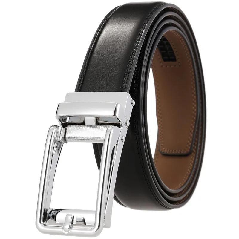 Men’s Leather Belt-Clicky Belt for Suit Chino-Black Brown-Men’s Gift