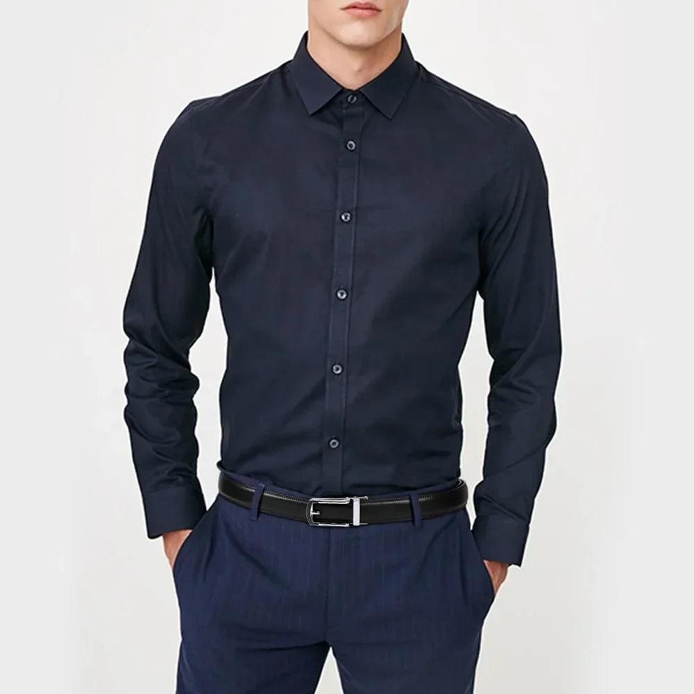 Men’s Leather Belt-Clicky Belt for Suit Chino-Black Brown-Men’s Gift