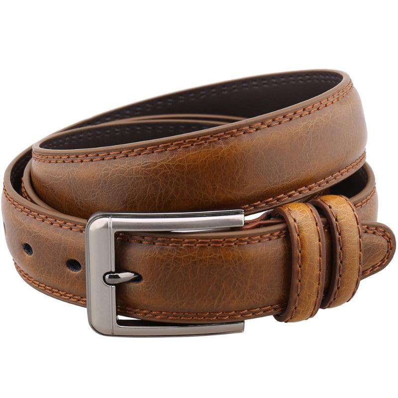 Men’s Leather Belt-for Jeans Chino Suit-in Black Brown Camel