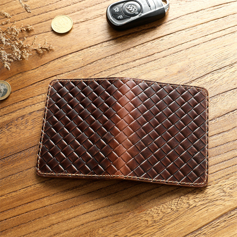 Men’s Leather Bifold Wallet - “WeaveCraft”