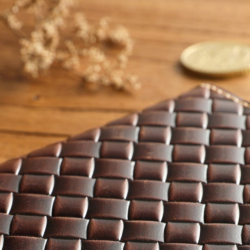 Men’s Leather Bifold Wallet-Handwoven Full Grain-Designer Wallet