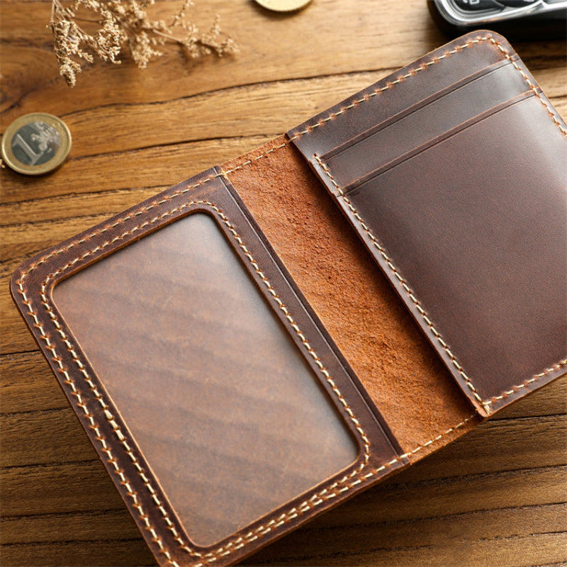 Men’s Leather Bifold Wallet-Handwoven Full Grain-Designer Wallet