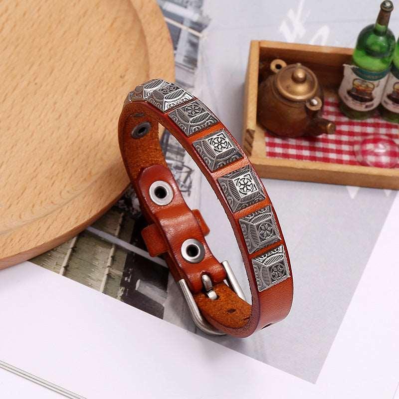 Men’s Leather Bracelet-Celtic Totem-Black,Brown-Men’s Gift