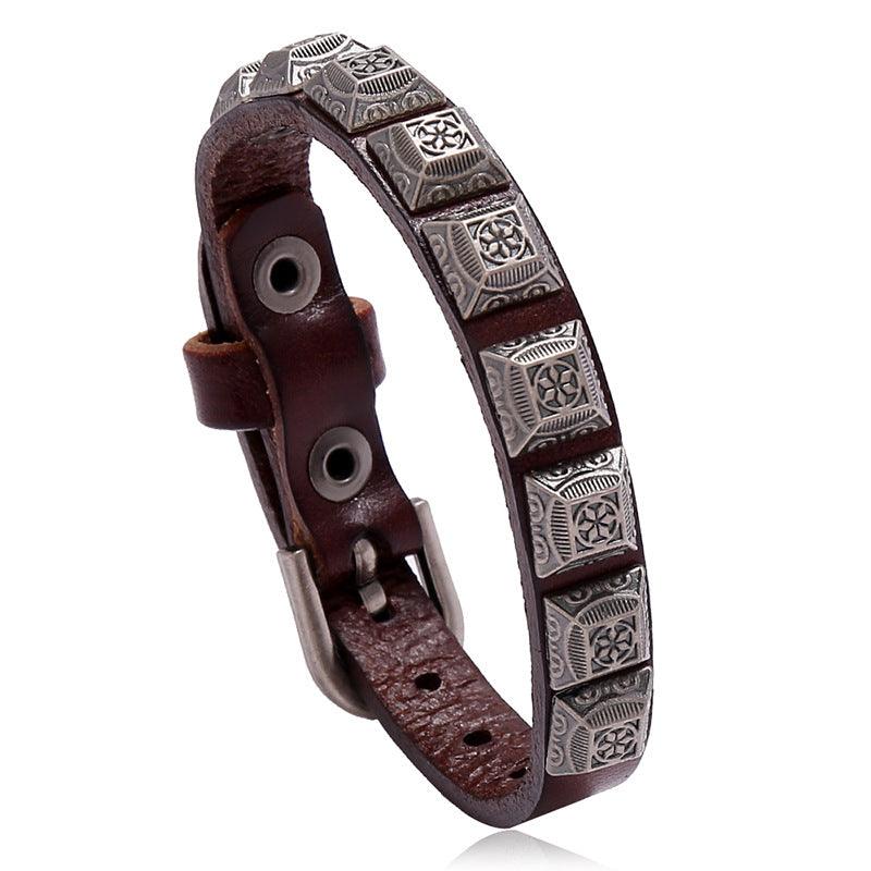 Men’s Leather Bracelet-Celtic Totem-Black,Brown-Men’s Gift