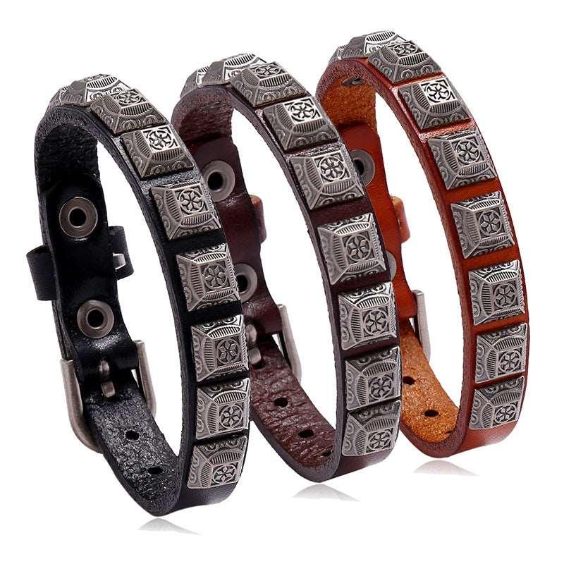 Men’s Leather Bracelet-Celtic Totem-Black,Brown-Men’s Gift