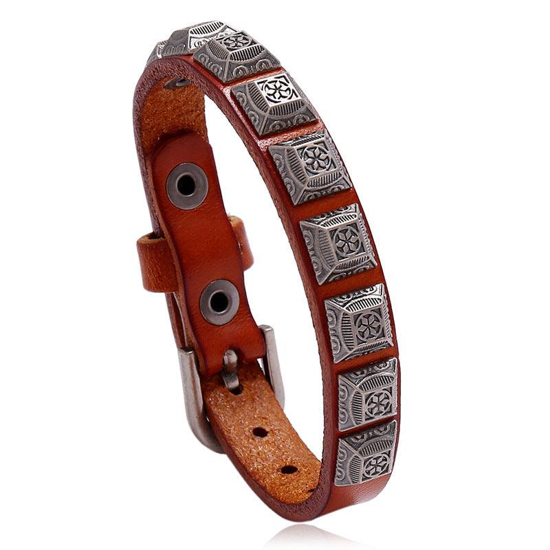 Men’s Leather Bracelet-Celtic Totem-Black,Brown-Men’s Gift