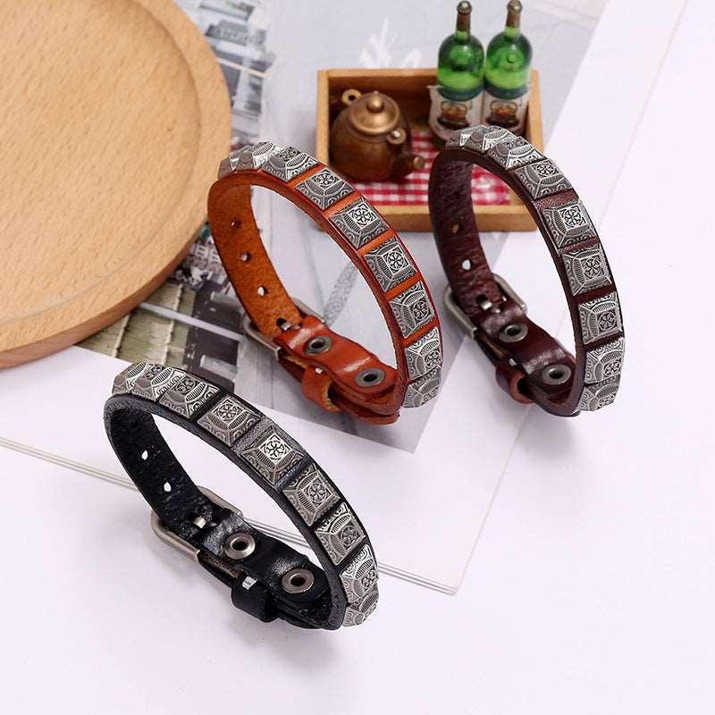 Men’s Leather Bracelet-Celtic Totem-Black,Brown-Men’s Gift