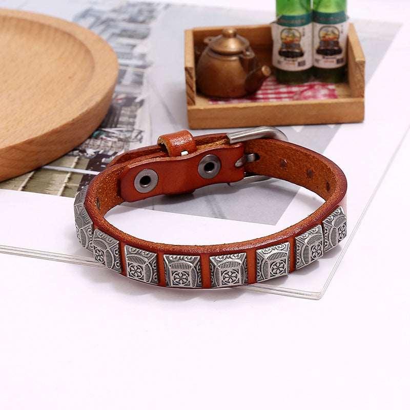 Men’s Leather Bracelet-Celtic Totem-Black,Brown-Men’s Gift