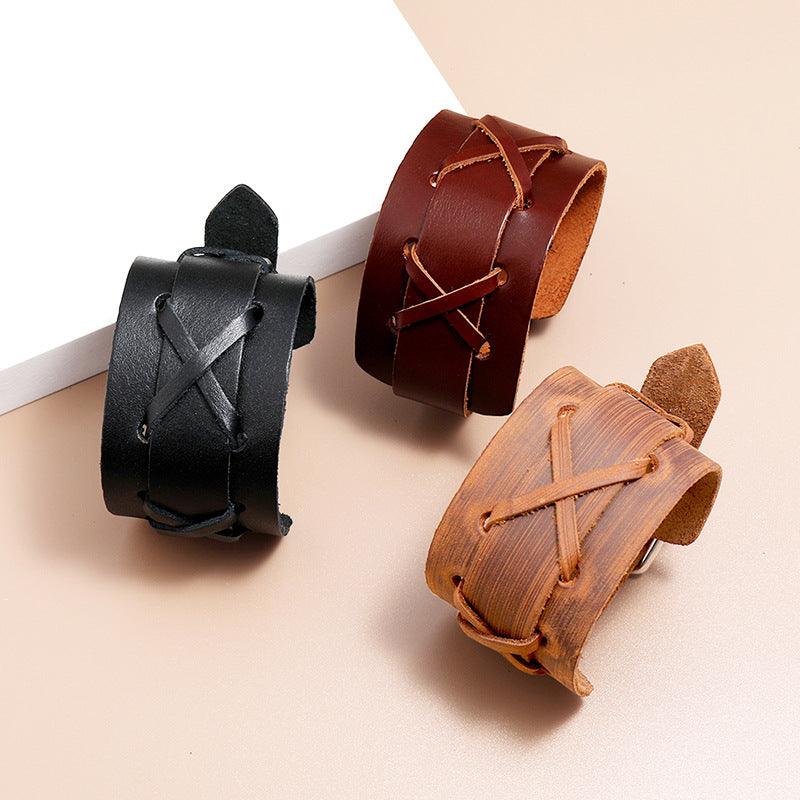 Men’s Leather Bracelet-Vintage Motor Biker Style-Men’s Gift