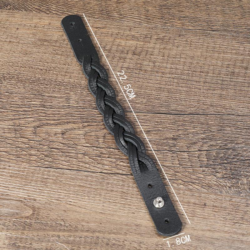 Men’s Leather Bracelet-Woven Design-Black,Brown-Men’s Rustic Gift