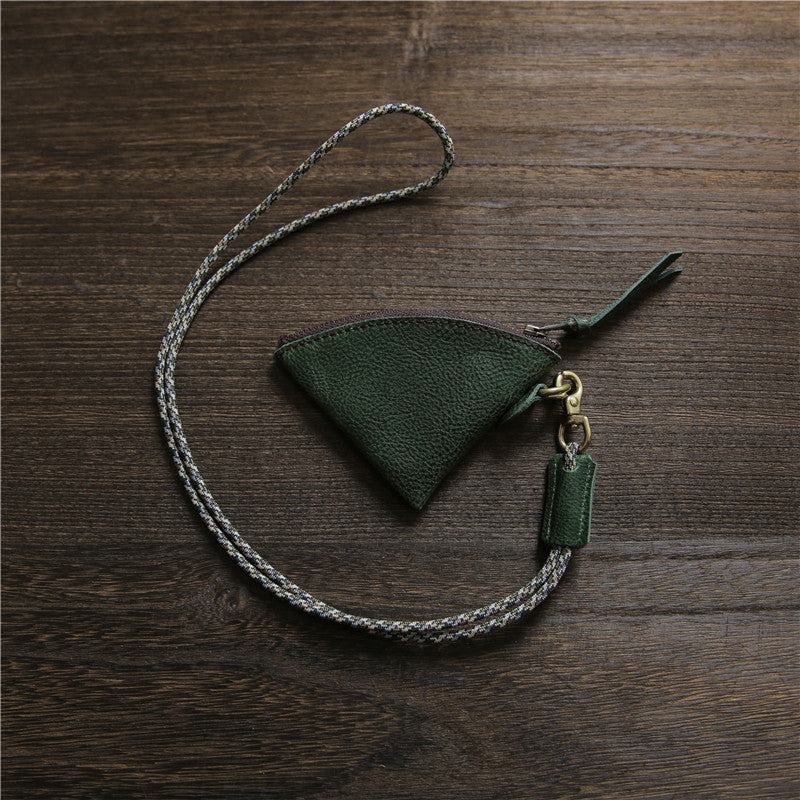 Men’s Leather Coin Pouch-Hands Free with a Lanyard-Vintage Style
