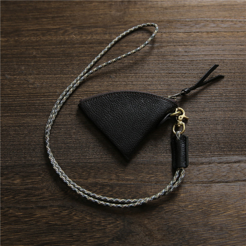 Men’s Leather Coin Pouch-Hands Free with a Lanyard-Vintage Style