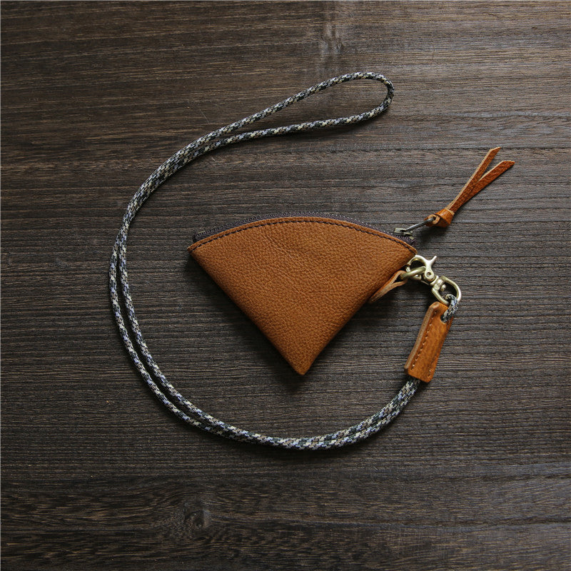 Men’s Leather Coin Pouch-Hands Free with a Lanyard-Vintage Style