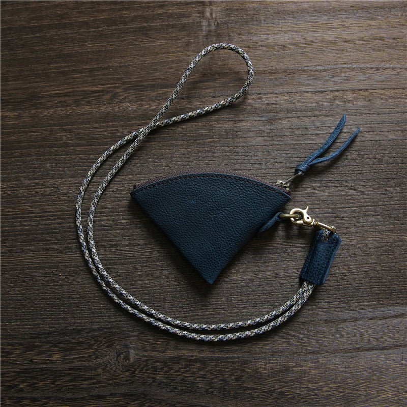 Men’s Leather Coin Pouch-Hands Free with a Lanyard-Vintage Style