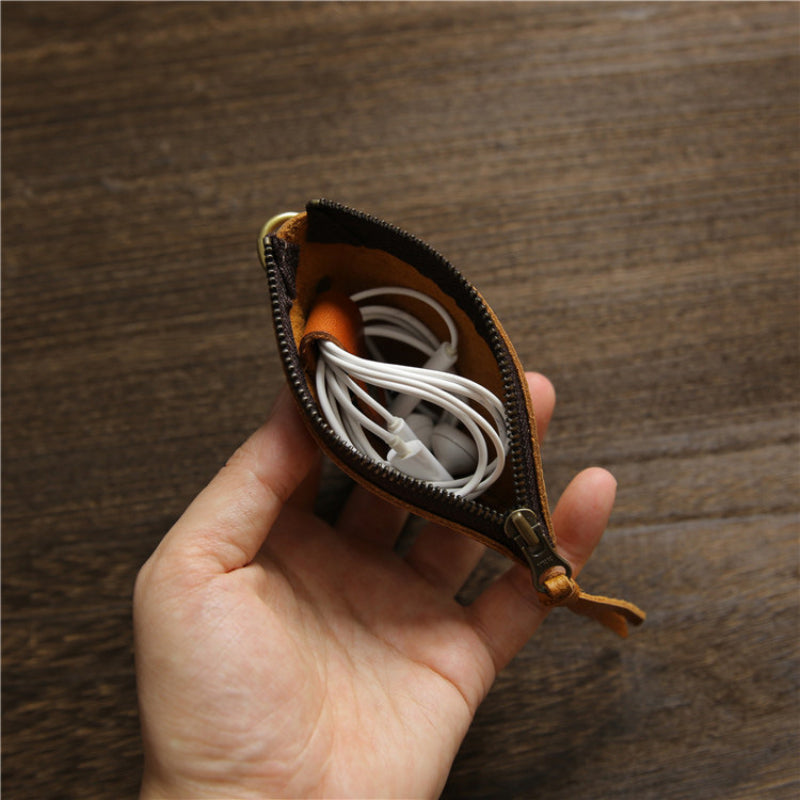 Men’s Leather Coin Pouch-Hands Free with a Lanyard-Vintage Style