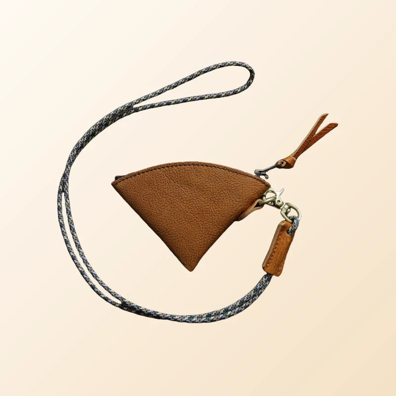 Men’s Leather Coin Pouch-Hands Free with a Lanyard-Vintage Style
