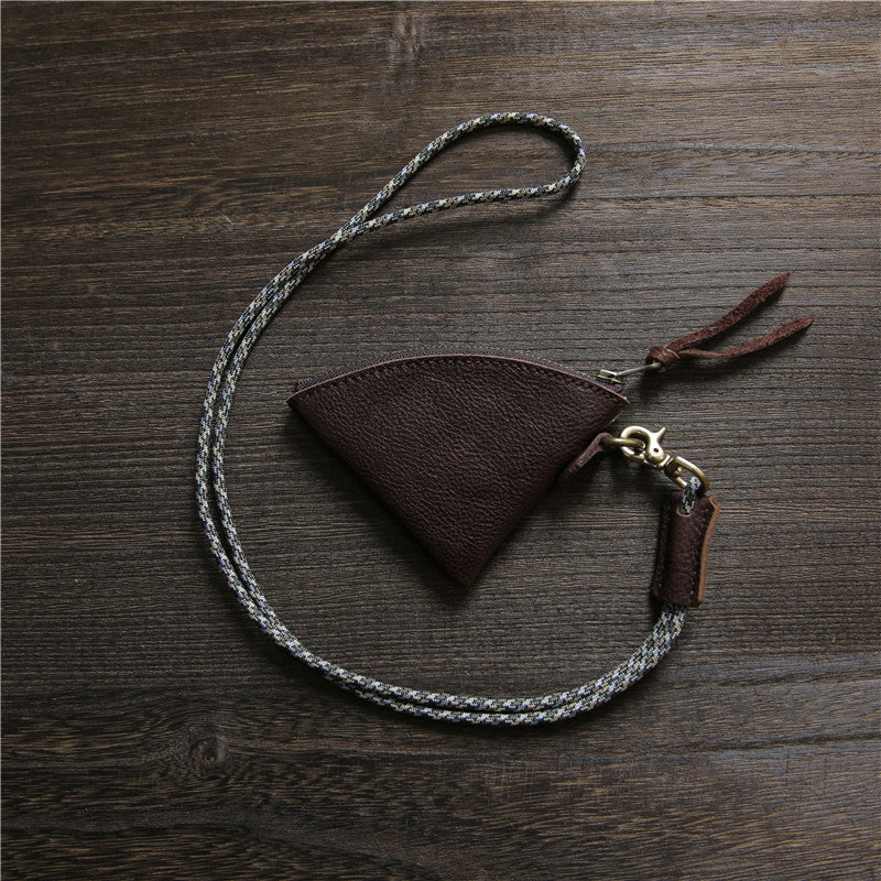 Men’s Leather Coin Pouch-Hands Free with a Lanyard-Vintage Style