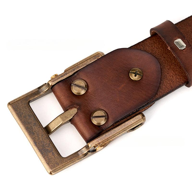 Men’s Luxury Leather Belt-Vintage Design-Black,Coffee,Brown-Men’s Gift