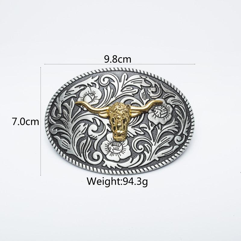 Men’s Western Cowboy Belt-Golden Buckle Belt-Bull Charm-Men’s gift