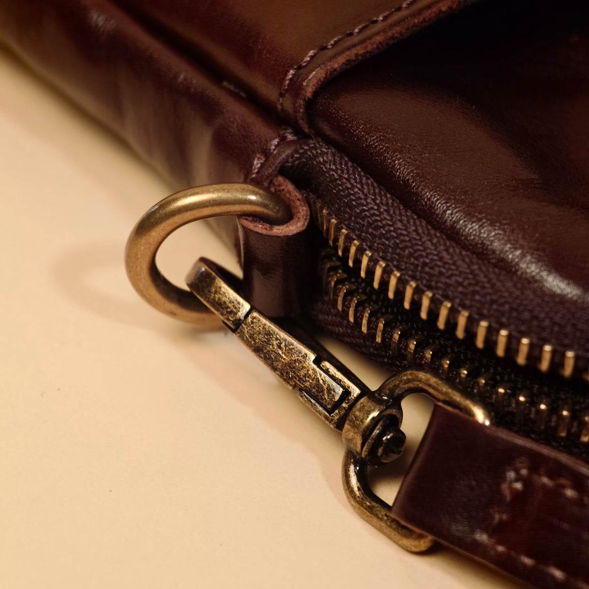 Phone Bag for Men-Full-Grain Leather-Waxed Distressed Finish