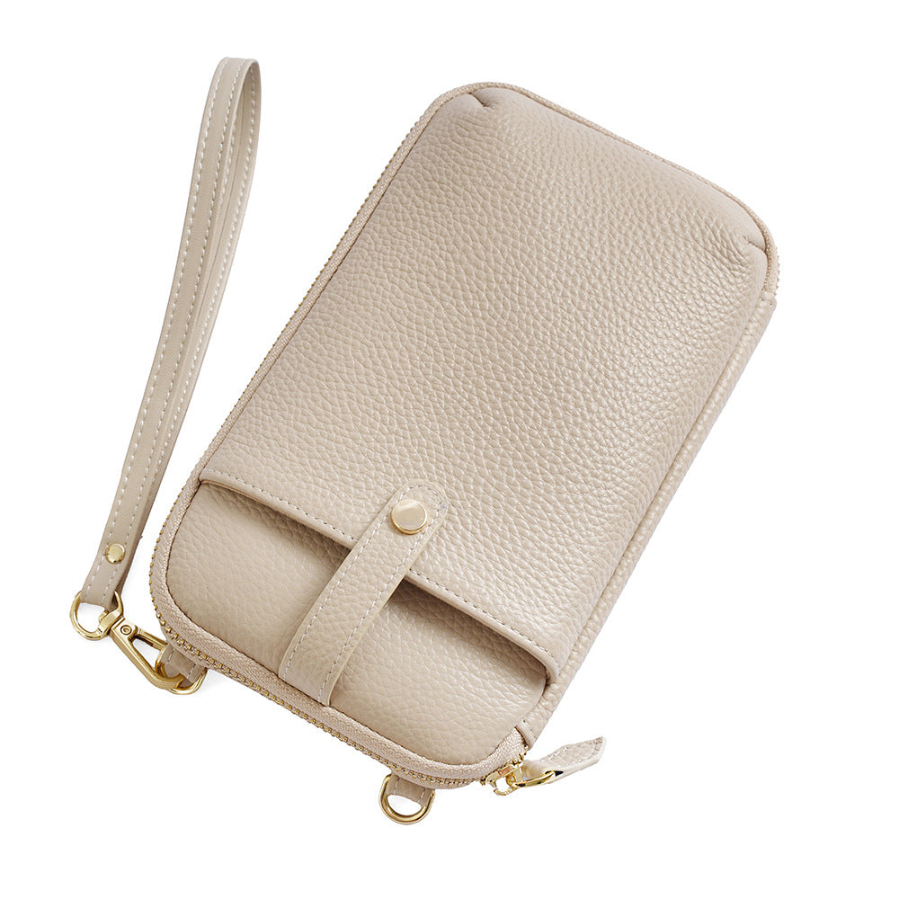 Phone Crossbody Bag-Pebbled Leather Wallet Purse for Daily Carry