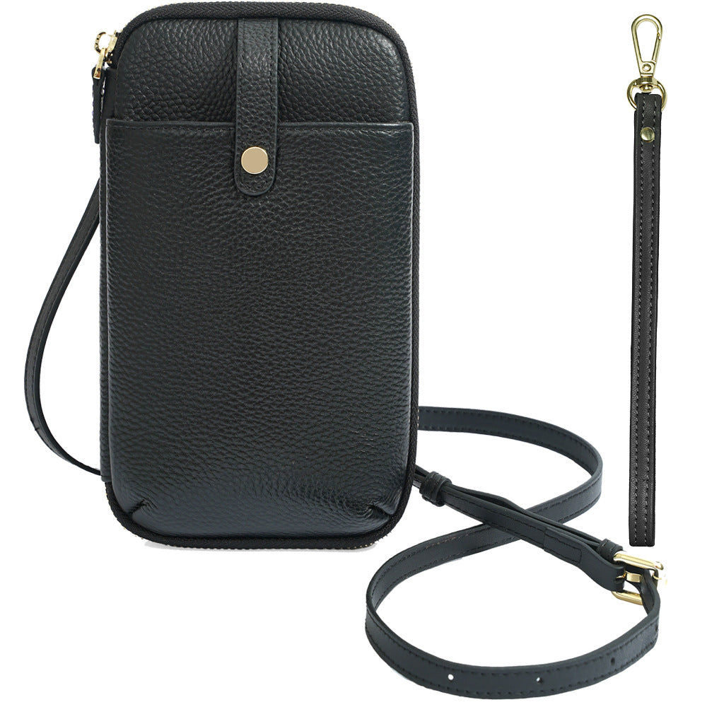 Phone Crossbody Bag-Pebbled Leather Wallet Purse for Daily Carry