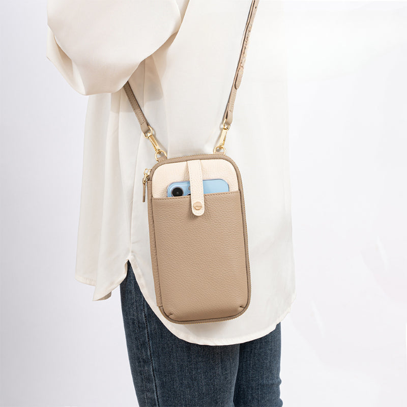 Phone Crossbody Bag-Pebbled Leather Wallet Purse for Daily Carry