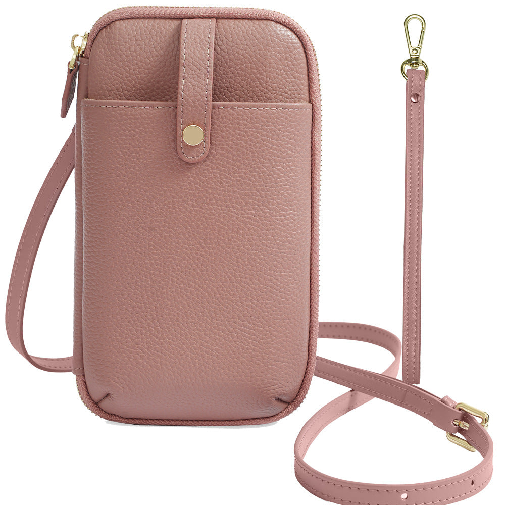 Phone Crossbody Bag-Pebbled Leather Wallet Purse for Daily Carry
