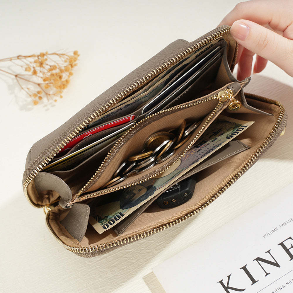 Phone Crossbody Bag-Pebbled Leather Wallet Purse for Daily Carry