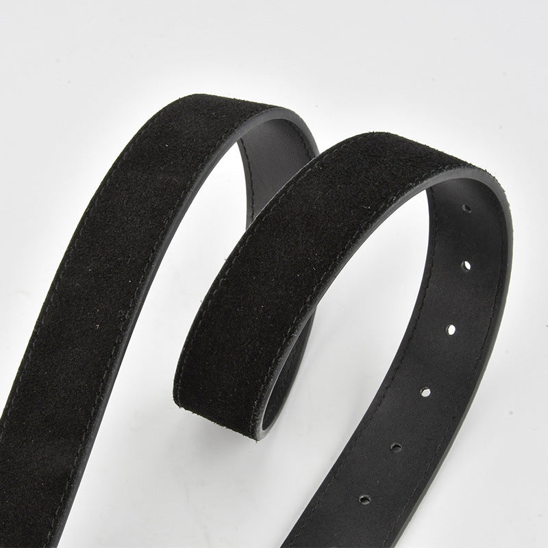 Western Belt Women's - Suede Leather with Angular Silver Buckle