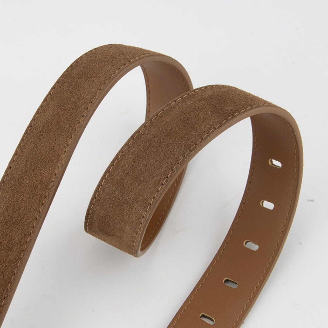 Western Belt Women's - Suede Leather with Feather Western Buckle