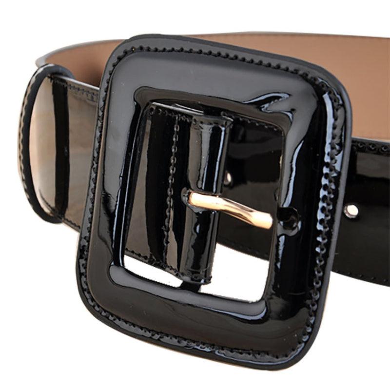 Women’s Belt for Dresses-Glossy Black & Red Color-Trendy Forward