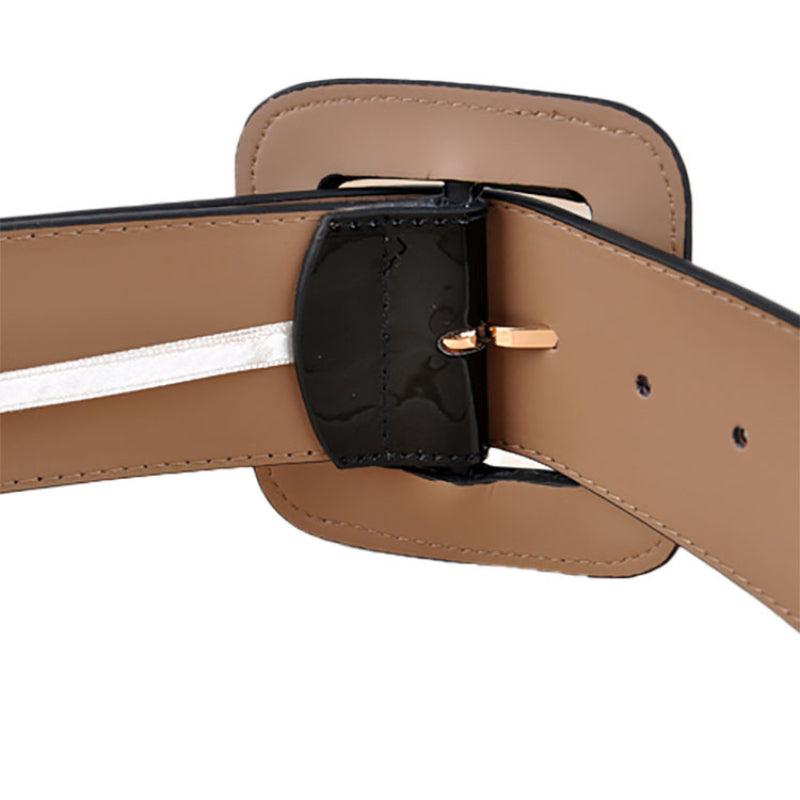 Women’s Belt for Dresses-Glossy Black & Red Color-Trendy Forward