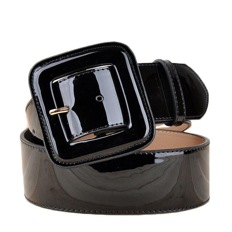 Women’s Belt for Dresses-Glossy Black & Red Color-Trendy Forward