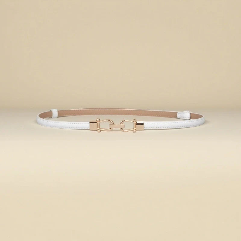 chinese dress ladies Women's Belt for Dresses–Slim Leather Strap-Lucky Horseshoe Buckle