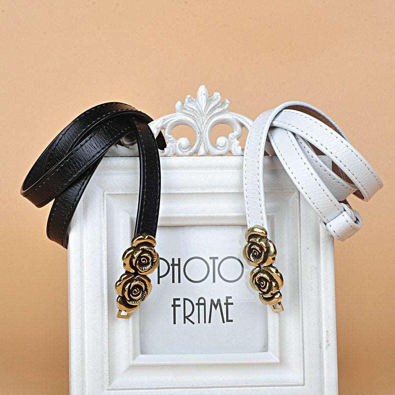 Women’s Belt for Dresses-Trendy Belt-Golden Flower Buckle-Women’s Gift