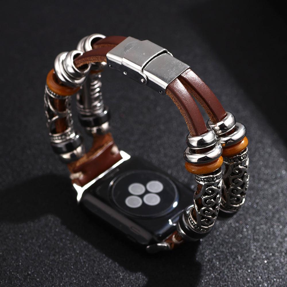 Women’s Leather bracelet for Apple Watch-Braided-Black,Brown,red,blue
