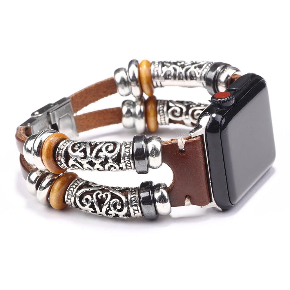 Women’s Leather bracelet for Apple Watch-Braided-Black,Brown,red,blue