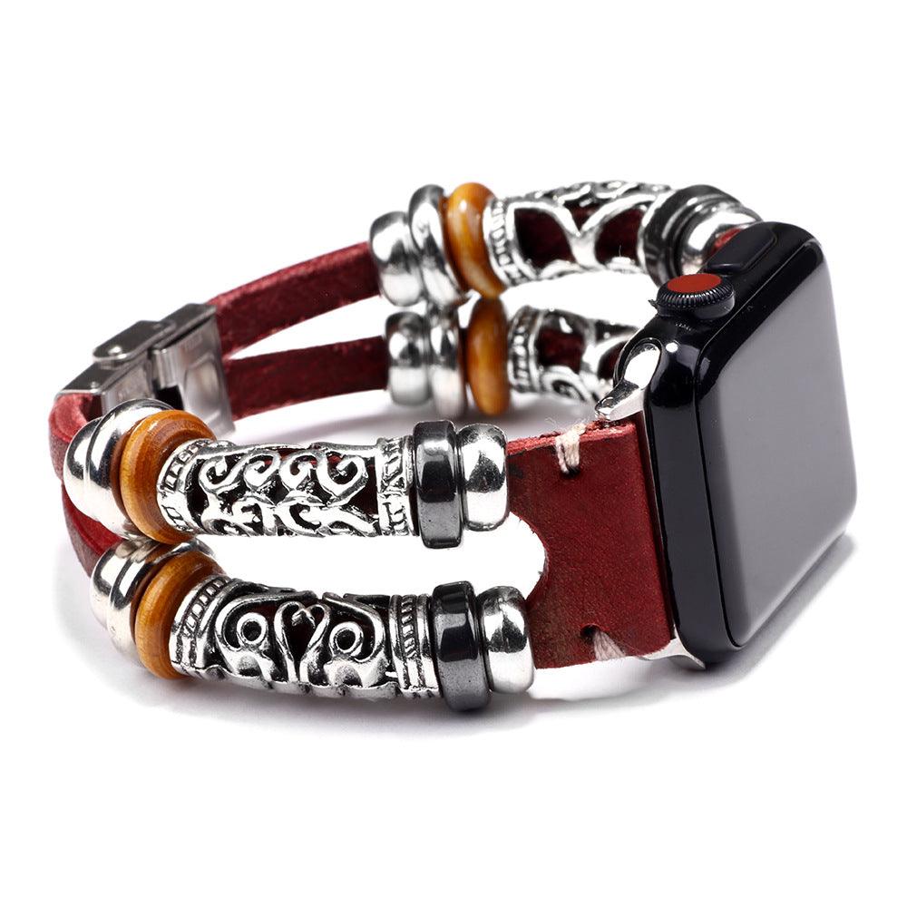 Women’s Leather bracelet for Apple Watch-Braided-Black,Brown,red,blue