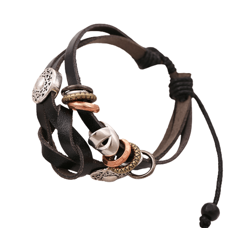 Women’s Leather Bracelet-Zen Wheel-Cultural Adornment-Women’s Gift