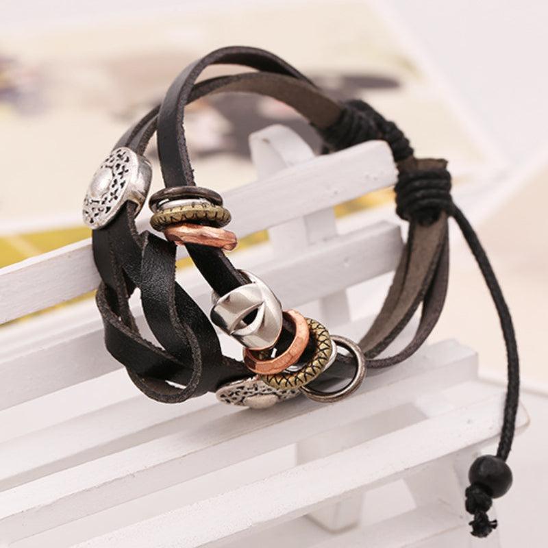 Women’s Leather Bracelet-Zen Wheel-Cultural Adornment-Women’s Gift