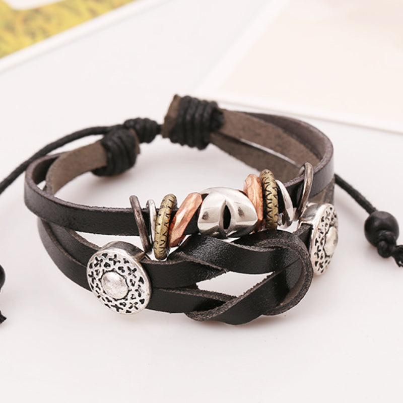 Women’s Leather Bracelet-Zen Wheel-Cultural Adornment-Women’s Gift