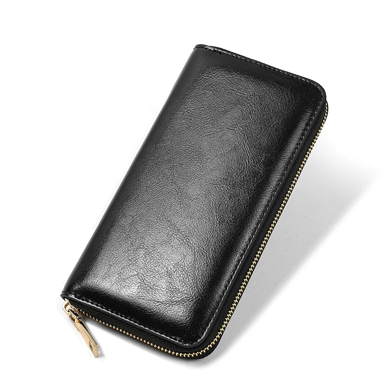 Women’s Long Wallet - Top Grain Leather - Black/Brown/Blue/Green