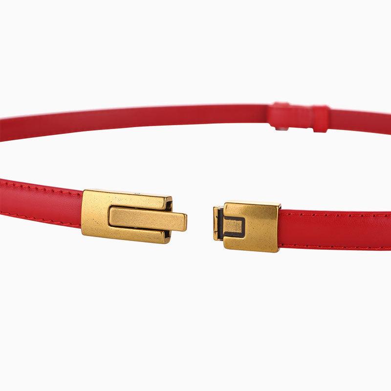 Women’s Luxury Belt for Dresses-Trendy Design-Golden Buckle-White Belt